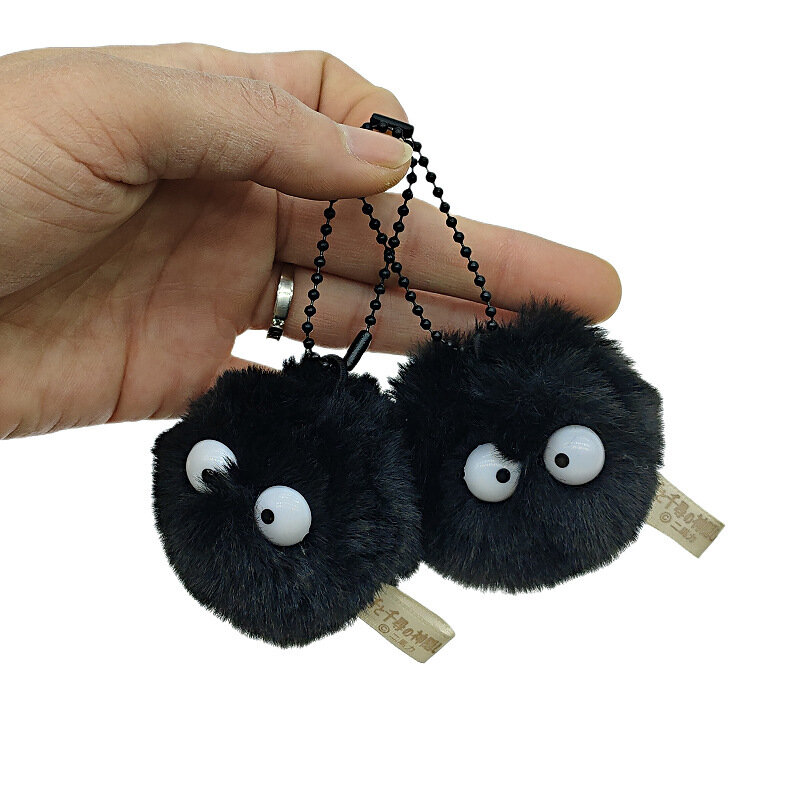 Cute Anime Plush Keychain Black Coalball Fairy Dust Keyrings Bag Key Accessory Pendant Black Elf Plushs Toys Birthday Gift