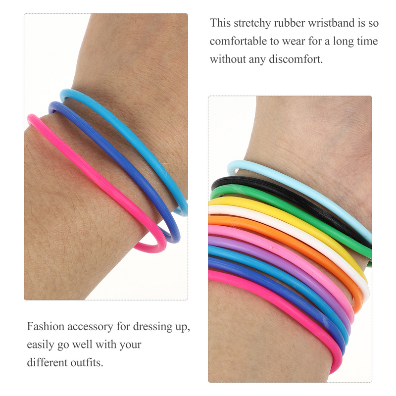 10 szt. Silikonowa bransoletka kolorowe opaski gumowe bransoletki galaretki dla dzieci z lat 80-tych regulowane