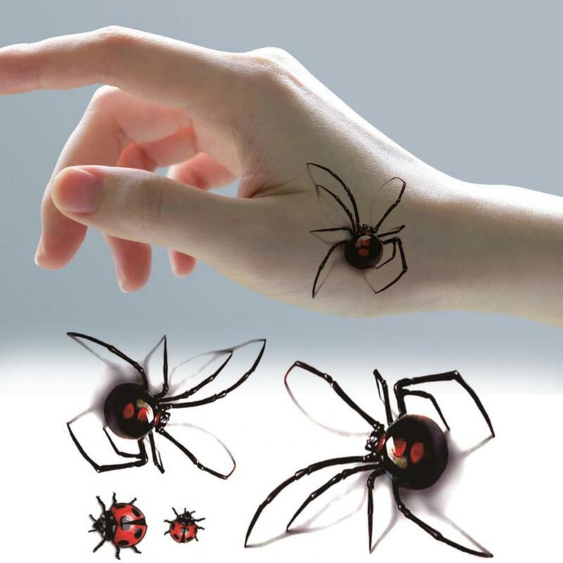 Pegatina de tatuaje de arañas de moda simulada, tatuaje temporal a prueba de agua, pegatina de araña para belleza