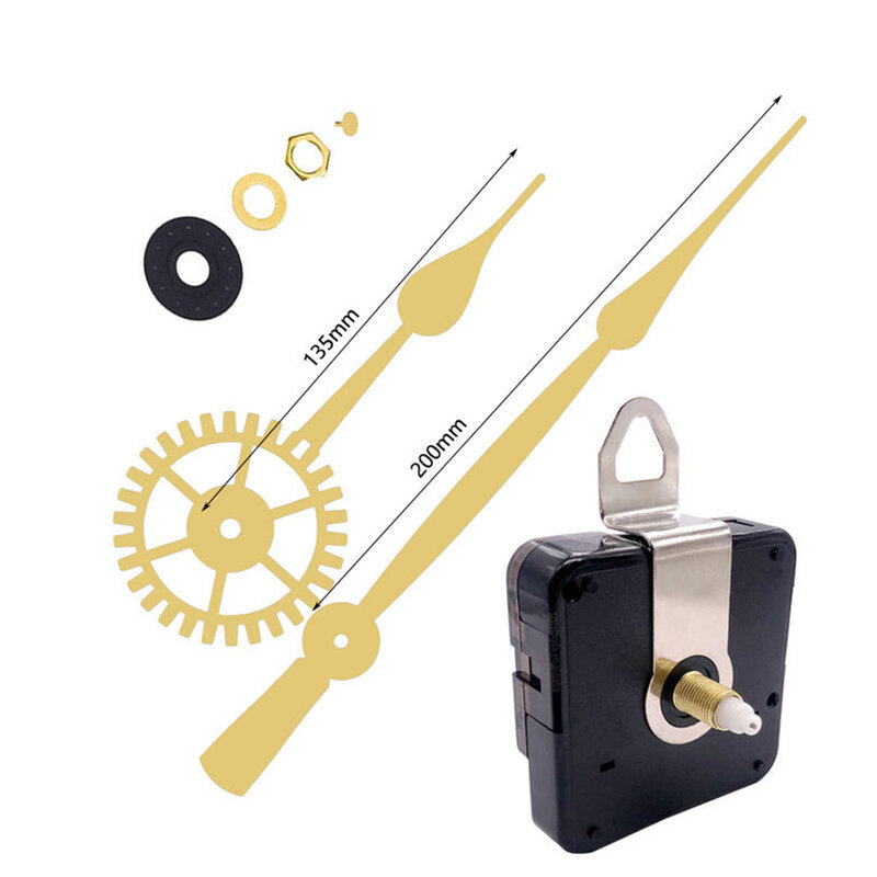 Kit di movimento del meccanismo fai da te al quarzo silenzioso di qualità grande movimento dell'orologio a mani lunghe accessori per orologi da parete ad alta coppia neri