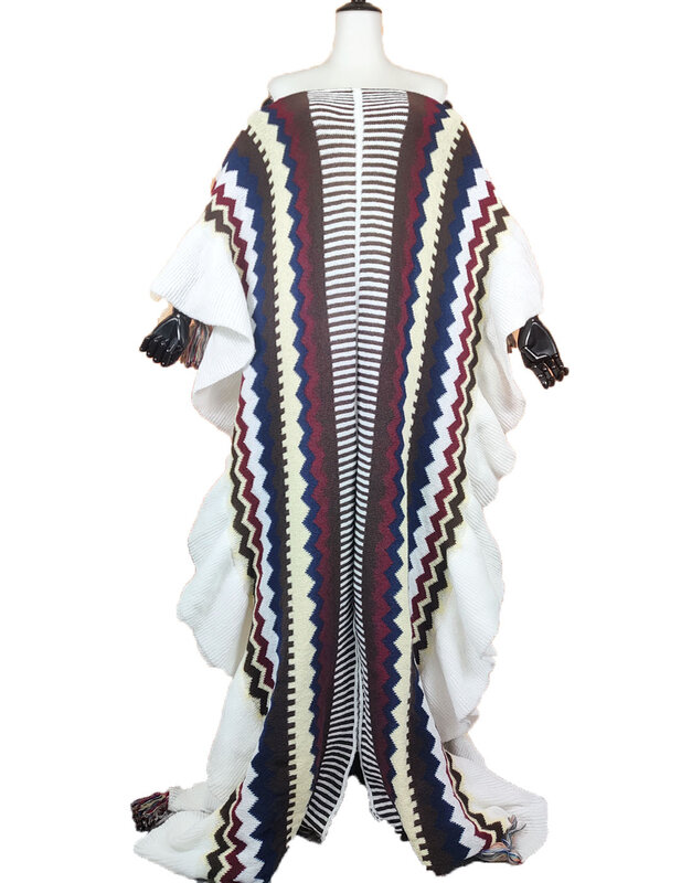 Vestido de cafán de plumas sueltas tradicionales para mujer, suéter de talla libre, gabaya de lana Popular, otoño e invierno, nueva moda
