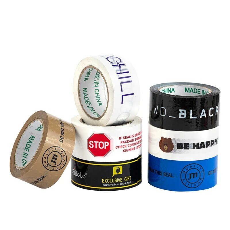 Customized productCustomized Waterproof OPP Black Adhesive Stick Tape Printed BOPP Packing Tape for carton sealing