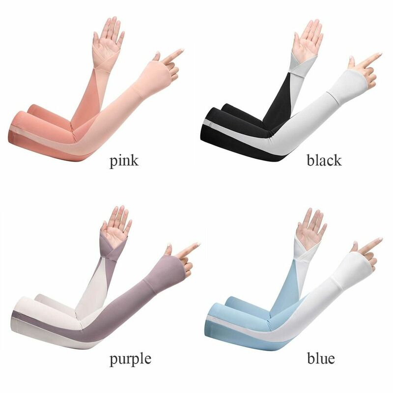 Dunne Armmouwen Mode Ijs Zijde Elastische Zonnebrandhandschoenen Lange Vingerloze Zonnebescherming Handschoenen Zomer Lente
