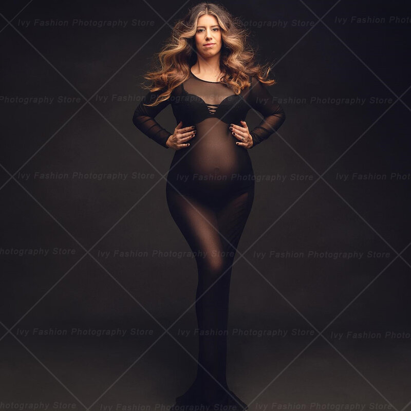 Maternity Photography Props Dress Large Elastic Mesh Sexy Transparent Dress Taking Photos Of Pregnant Women Clothing