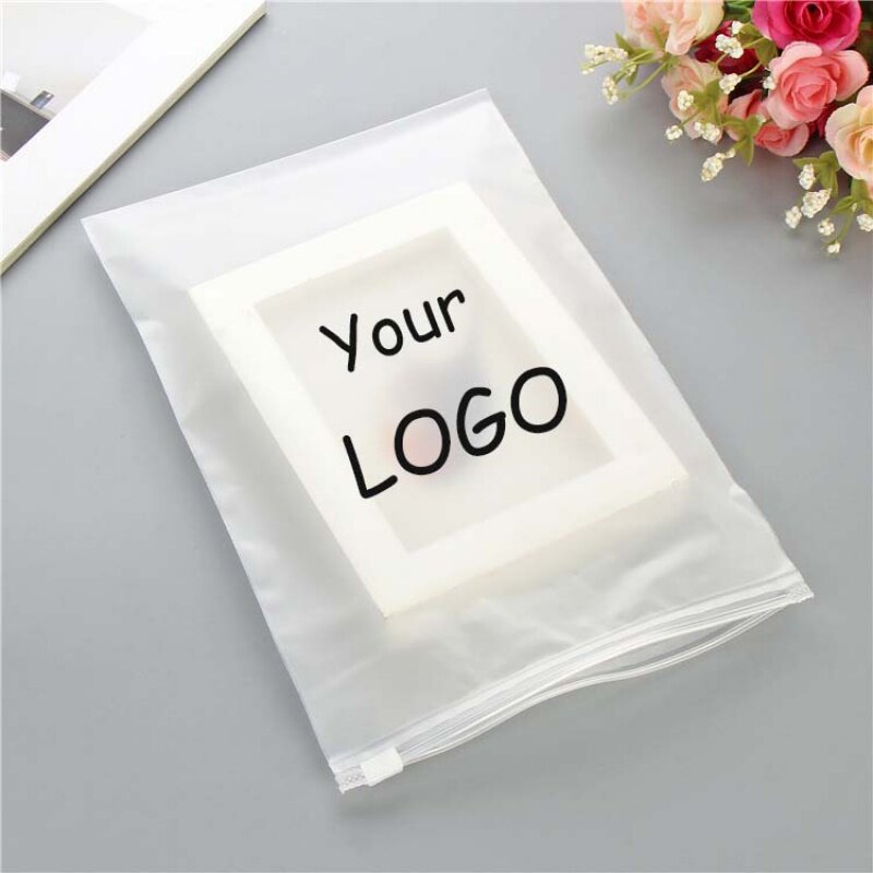 Customized product、Custom Your Own Logo Eco friendly Zipper Resealable Clothes Packaging Frosted Plastic Ziplock Bag for Abaya H