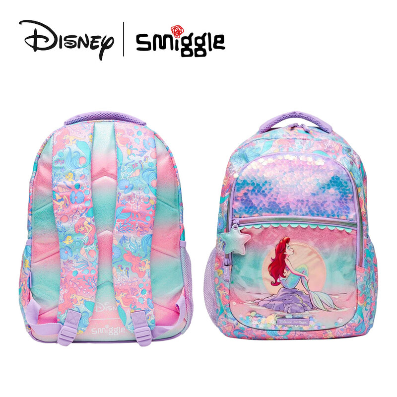 Mochila infantil da pequena sereia da Disney, mochila smiggle, roda de 3 a 16 anos, mochila, bolsa trolleys