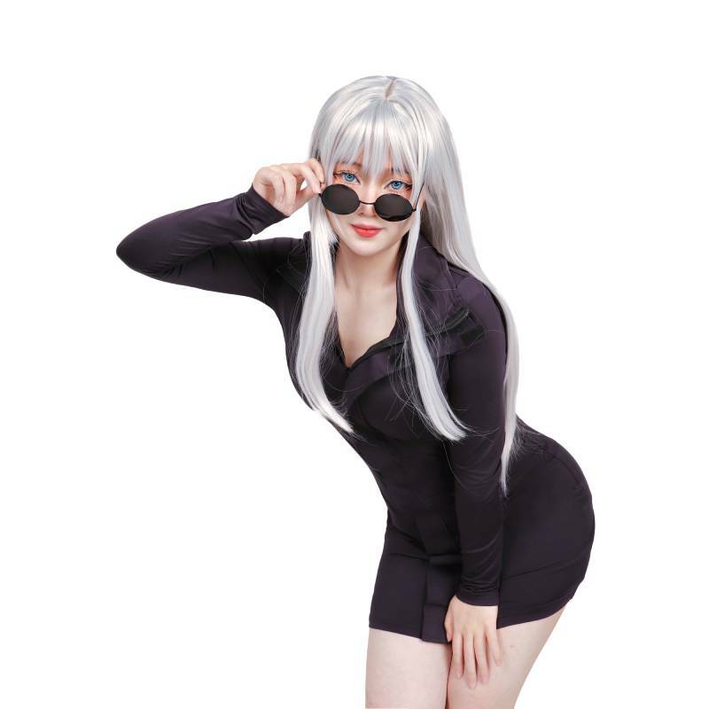 Wenam Gojo Satoru Cosplay Mannen Uniform Halloween Kostuums Voor Vrouwen Cosplay Rekbare Stof Paarse Sexy Jurk Met Bril Set