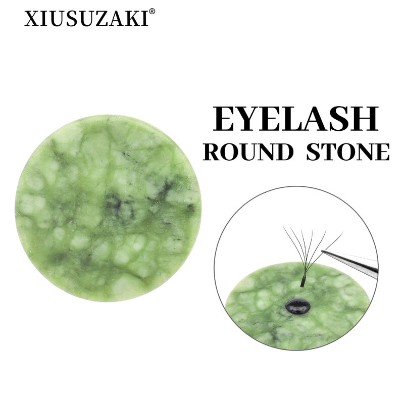 XIUSUZAKI Green Round Stone Eyelash Extension Glue Adhesive Pallet Stand Holder 1 PC Makeup Tool