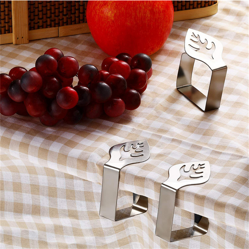 4PCS Stainless Steel Tablecloth Clips Decorative Leaf Tablecloth Clamp Holder Table Cover Clamps for Picnic BBQ Wedding Decor