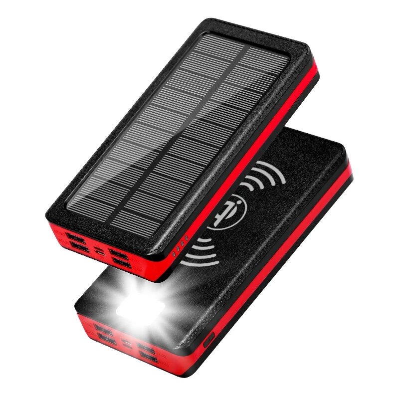 Banco de energía inalámbrico de alta capacidad, batería externa Solar de 80000mAh, Cargador rápido de gran capacidad, 4 USB, LED, cargador de teléfono móvil