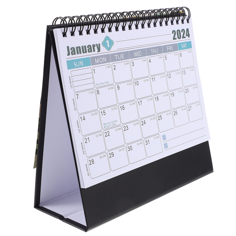 Kertas dekorasi Tahun Baru, kalender meja 2024, dekorasi meja kantor, kertas berdiri dekoratif