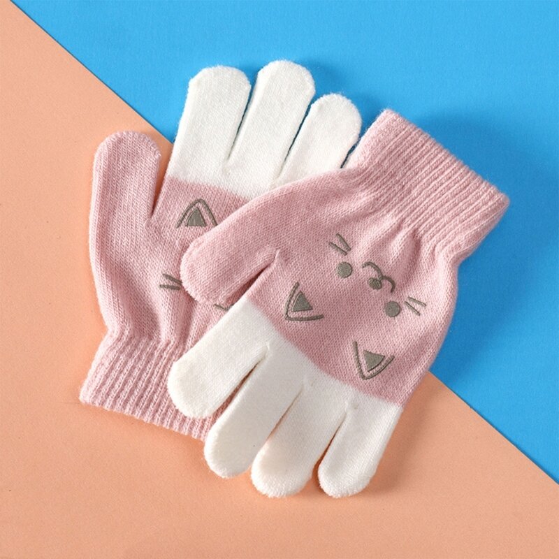 Rękawiczki dziecięce dla dzieci zimowe rękawiczki z dzianiny dla dzieci ciepłe rękawiczki dla dzieci Outdoor Windproof płacąc osłona dłoni dla 3-7 lat dzieci