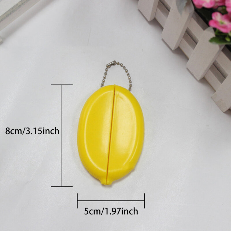 Small Oval Coin Purse Holds Change Mini Coin Purse Coin Holders with Chain Solid Color PVC Fashion Portable Bag for Men Women