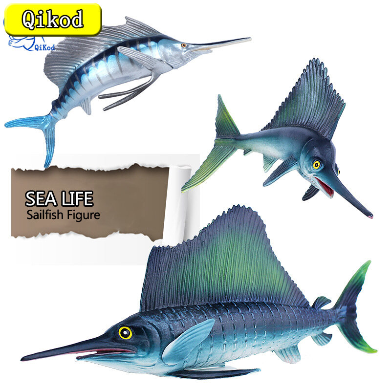 Estatuilla de animales del océano pez espada, modelo de vida marina de simulación, colección de figuras de acción de PVC, juguetes educativos para niños