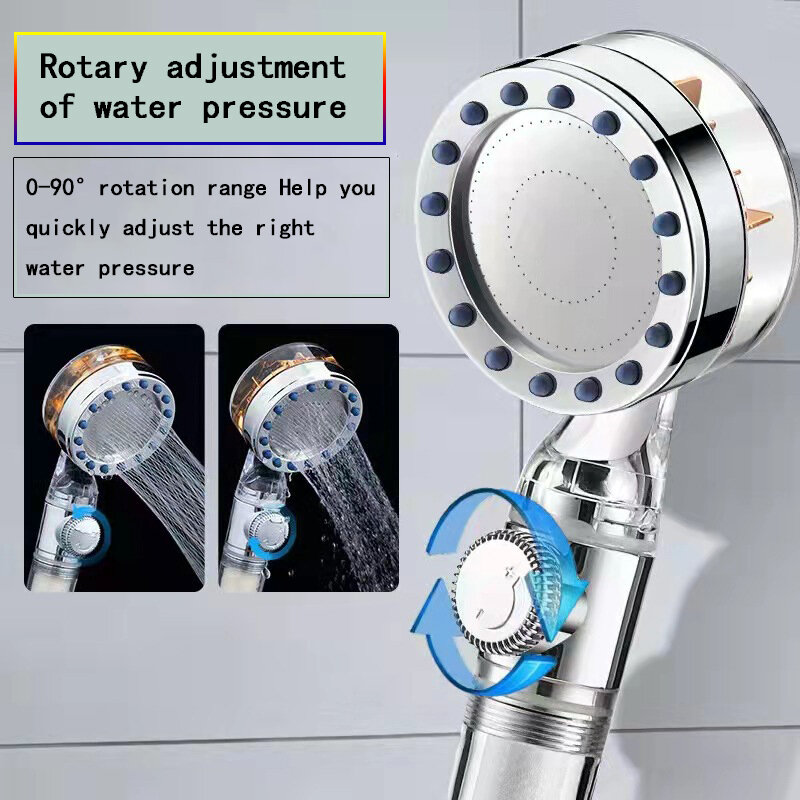 Zhang Ji Upgraded Shower Head Pressurized Nozzle Turbo Shower Head One-Key Stop Water Saving High Pressure Bathroom Accessories