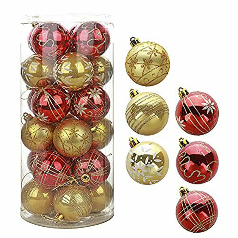 24Pcs palla di natale ornamenti per la decorazione dell'albero di natale per la decorazione domestica ciondoli per alberi appesi di natale accessori per la palla di capodanno