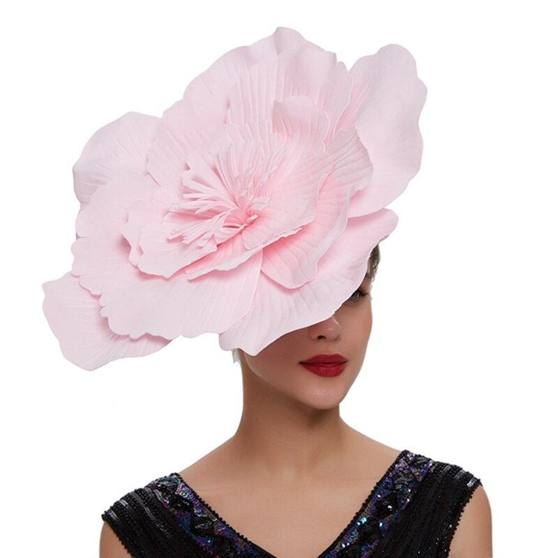 M89E ดอกไม้ Fascinator หมวกดอกไม้ขนาดใหญ่ดอกไม้ขนาดใหญ่หมวกสำหรับผู้หญิงดอกไม้ Fascinator แถบคาดศีรษะเครื่องแต่งกาย Headpiece