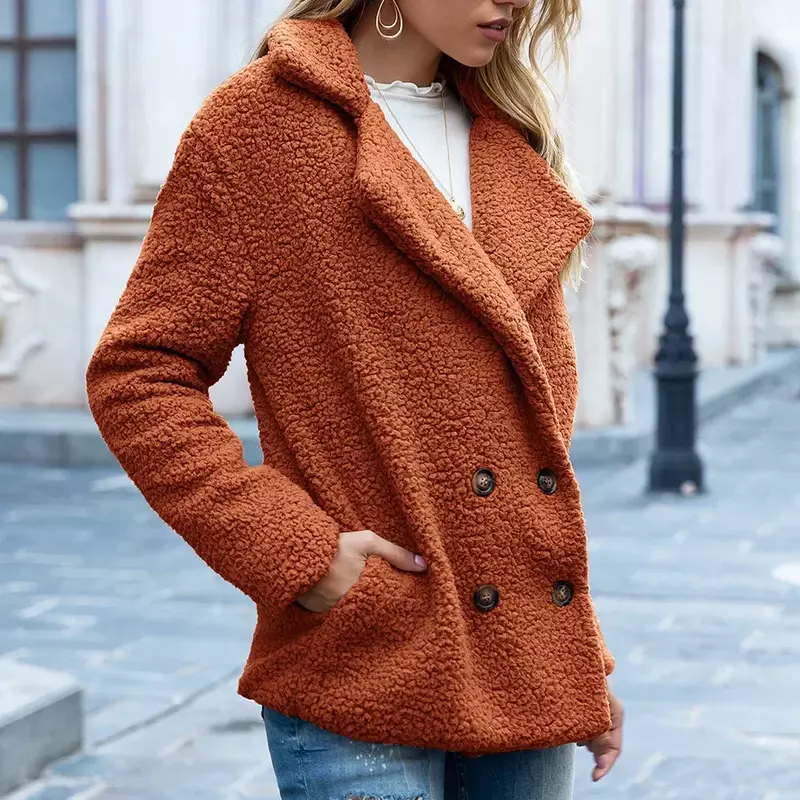 Abrigo de piel sintética para mujer, chaqueta mullida de manga larga, cálida e informal, de gran tamaño, para invierno, 2021