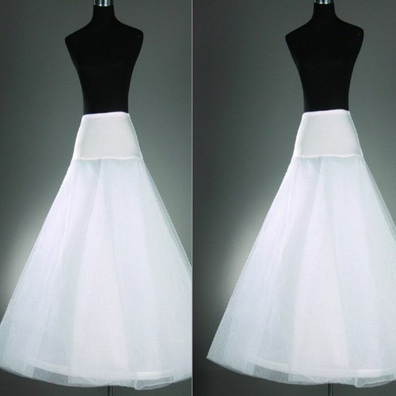 Dames A-Lijn 1-Hoepel Fishtail Petticoat Bruids Lange Gelaagde Baljurk Slips Tule Crinoline Onderrok Voor Bruiloft