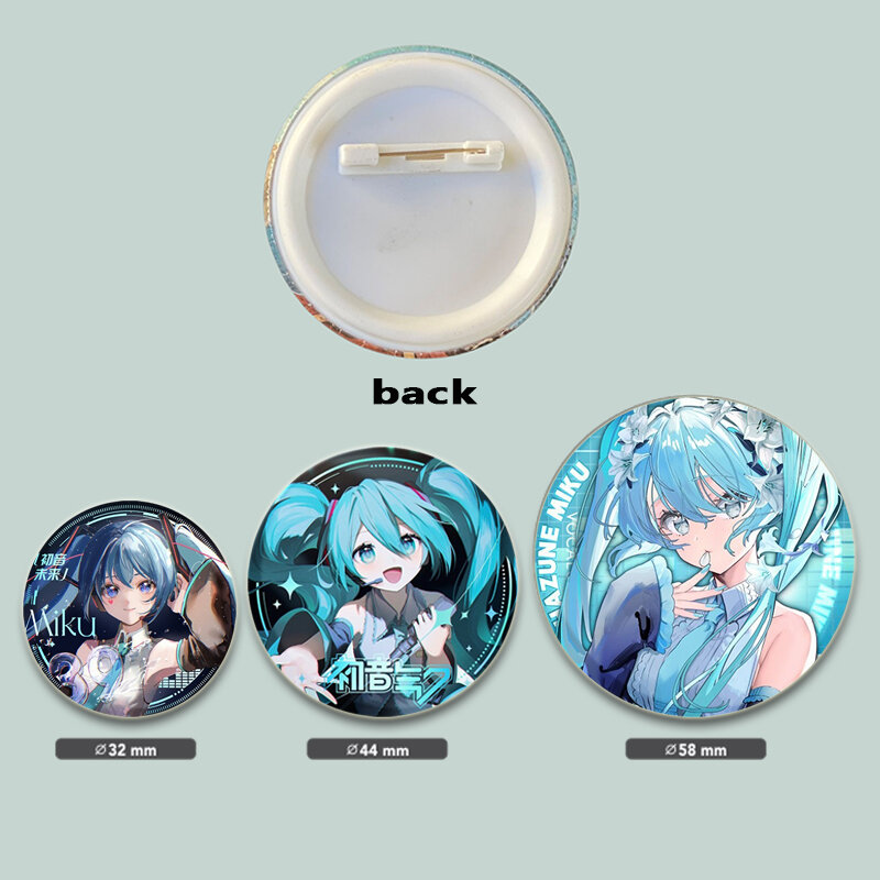 Hatsune Miku Brooch on Backpack, Handmade Round Brooches, Cute   Pins, Anime Icon Badges for Clothes