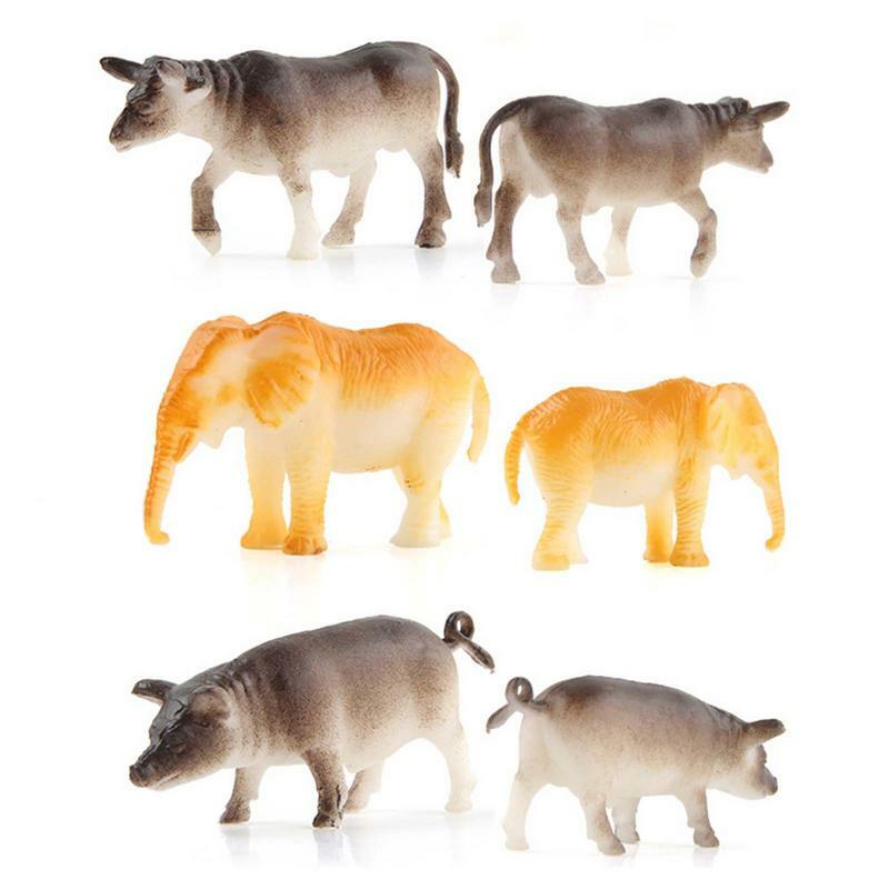 12PCS Safari hewan ulang tahun Centerpiece emas plastik hewan patung mainan Jumbo Safari kebun binatang figur untuk Baby Shower