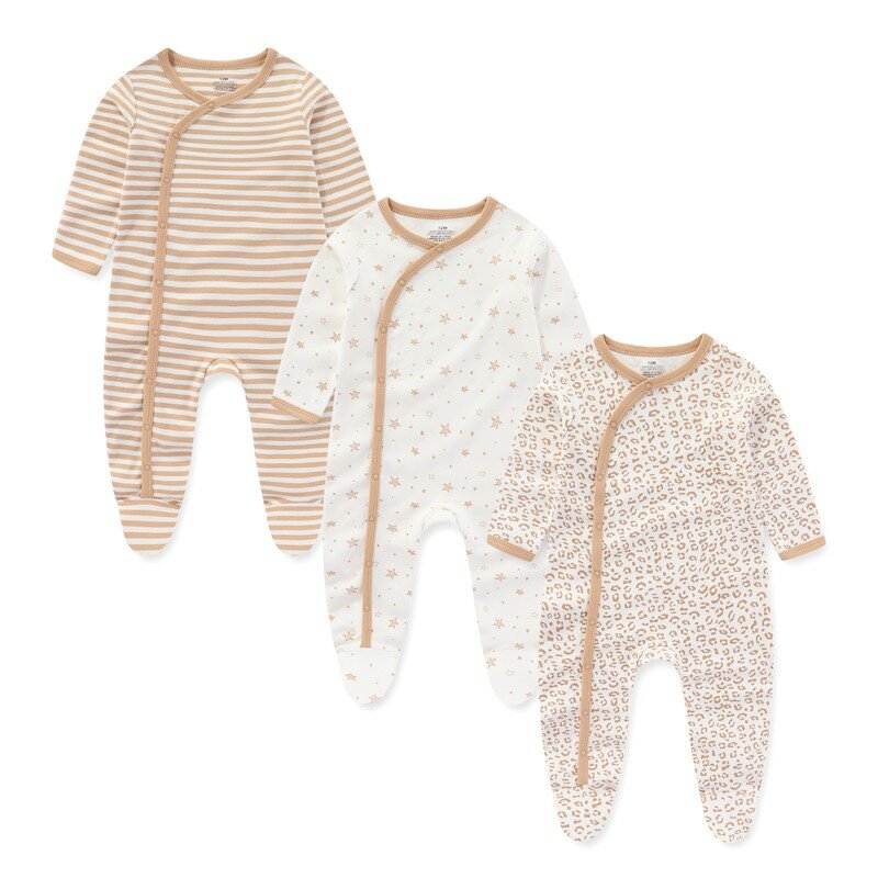 Set di vestiti per neonato 3 pezzi 100% cotone vestiti per neonata manica lunga pagliaccetti autunnali Cartoon Zipper Spring Bebes