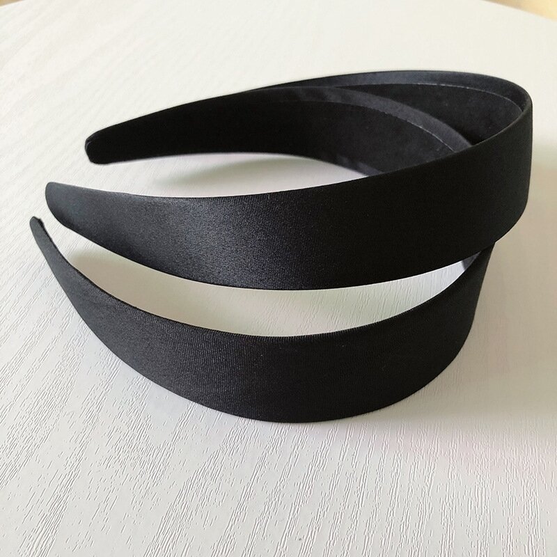 DIY cetim pano headband, preto simples headband, semi-acabados handmade material, acessórios de cabelo, 15mm, 20mm, 25mm, 30mm, 40mm, 2pcs