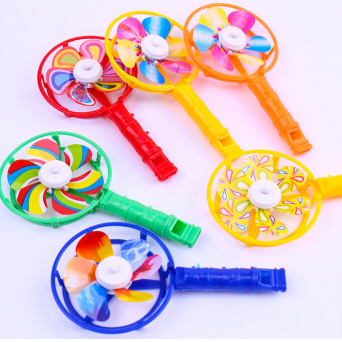 5PCS Creative Colorful Whistle Small Pinwheel Toys Classic Plastic Whistle Pinwheel Children Birthday Party Gifts For Girls