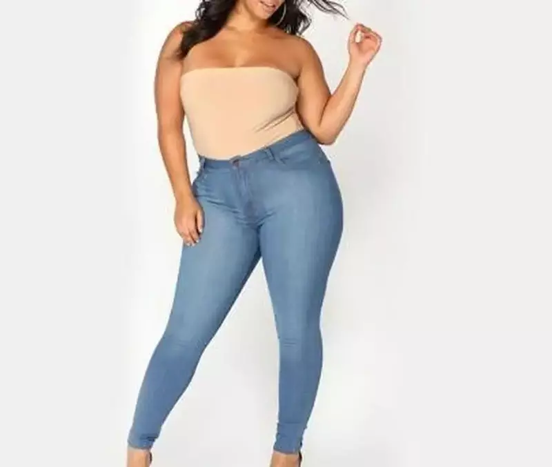 Herbst/Frühling Damenmode Jeans Hose mit hoher Taille 5xl Hose lässig All-Match übergroße Hose hohe elastische Jeans plus Größe
