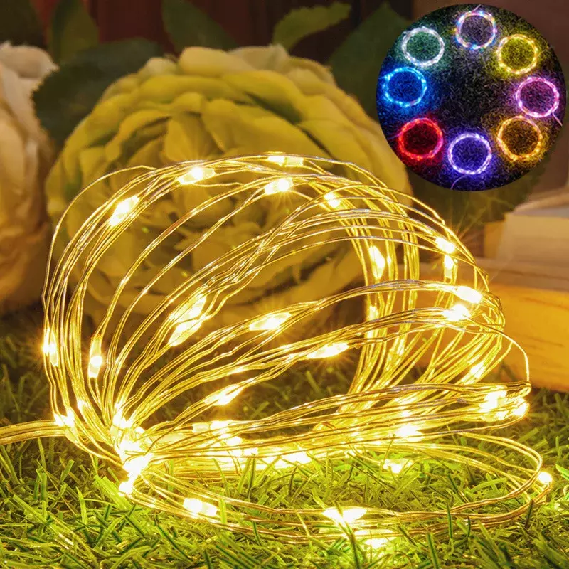 Fuente de alimentación segura USB/batería de bajo voltaje, decoración de Corona de Navidad, cadena de luz de Color LED, ambiente festivo, habitación estética