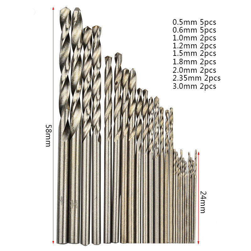Durable New Practical Drill bit drill bit Bits Tool Electrical For Power vise woodworking 0.5-3.0mm Shank 25Pcs