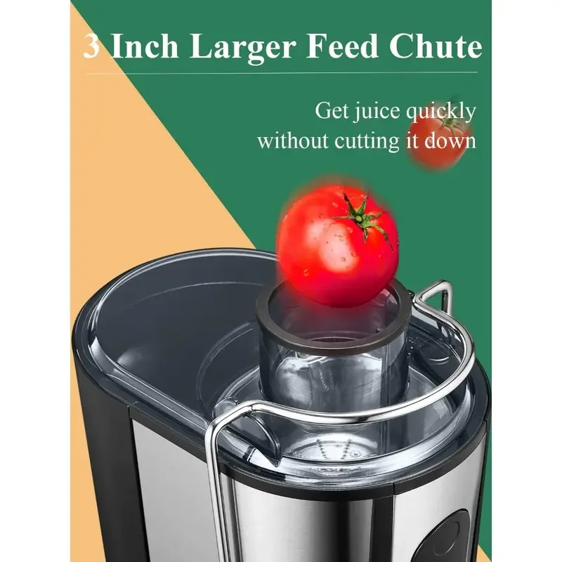 Juicer, Juicer Machines Easy to Clean, 3" Feed Chute Juicer Extractor for Whole Vegetable and Fruit