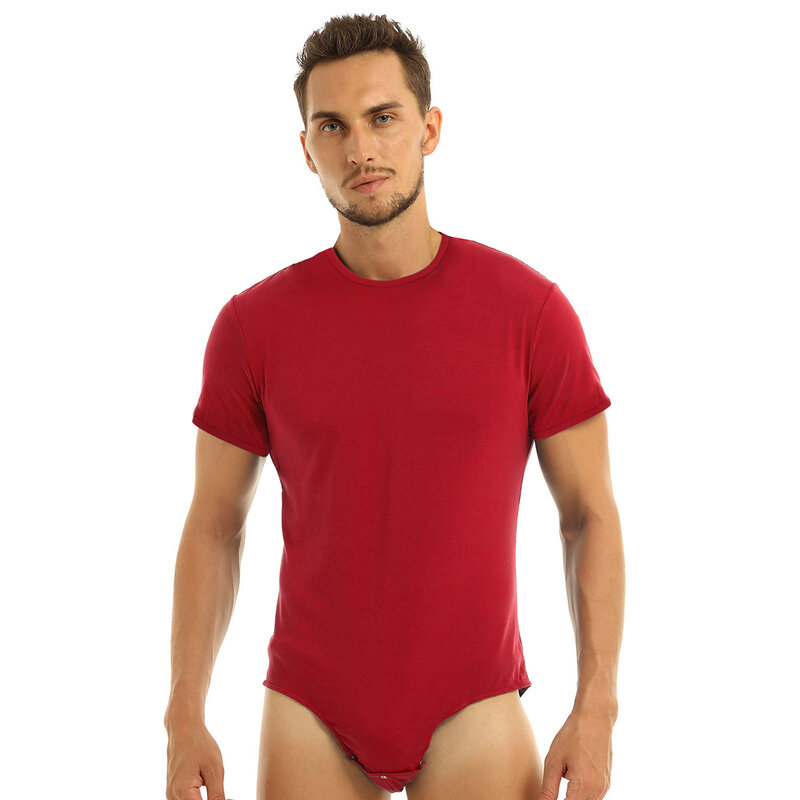 Männer Erwachsene Presse Schritt Schritt T-Shirt Bodysuit sexy Dessous ein Stück Rundhals ausschnitt Kurzarm Stram pler Pyjama Unterwäsche Herren bekleidung