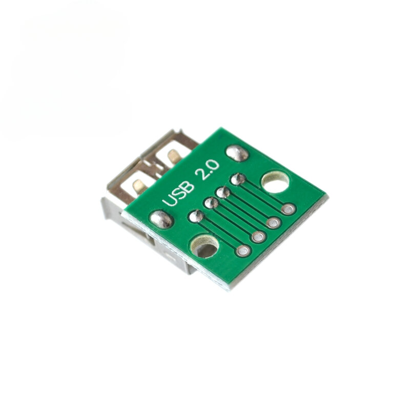 USB 2.0 Cabeça Feminina para DIP 4P Straight Plug Adapter Board, Soldou o cabo de dados de energia do telefone móvel, 5pcs