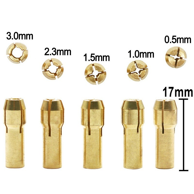 7pcs/set 2.35/3.17/4.05/5.05mm Brass Dremel Collet Mini Drill Chucks For Electric Motor Shaft Drill Bit Tool Drill Chuck Adapter