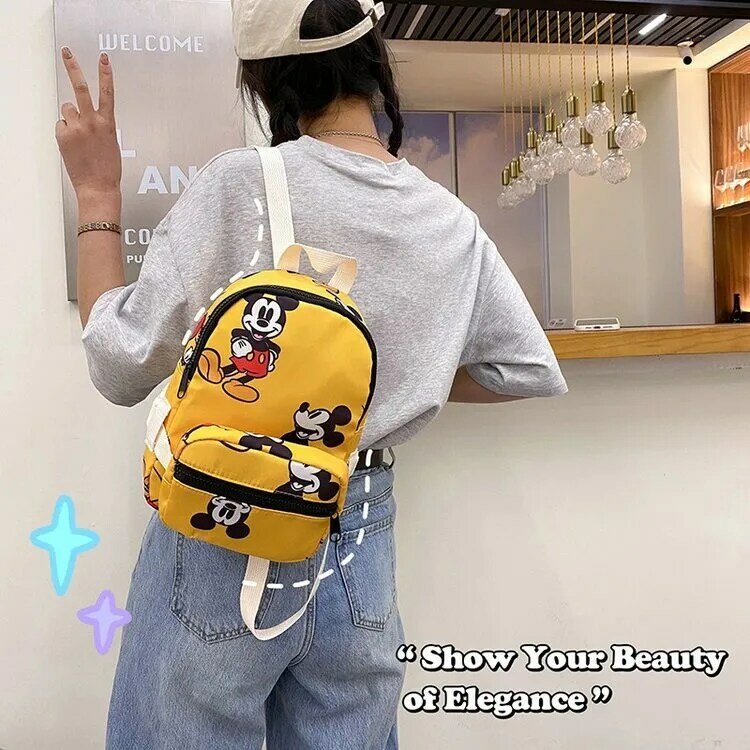 Disney New modna Mickey wzór myszy dziecięca tornister nadruk Mickey lekki plecak
