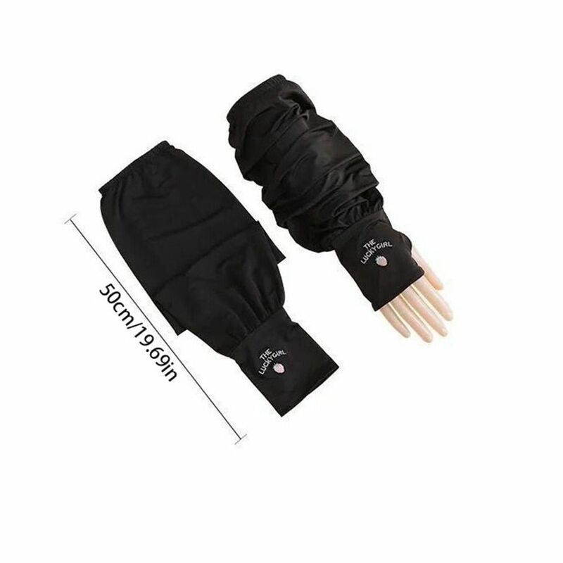 ปลอกแขนยาวผ้าโพลีเอสเตอร์ผ้าใยโพลีเอสเตอร์ปกป้องแสงแดดแบบเรียบง่ายกันแดดเย็นถุงมือยาวสำหรับเล่นกีฬา