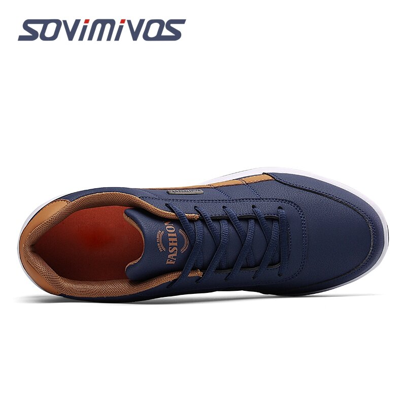 Skórzane buty męskie trampki Trend obuwie Casual włoski oddychające rekreacyjne męskie tenisówki antypoślizgowe obuwie męskie buty wulkanizowane
