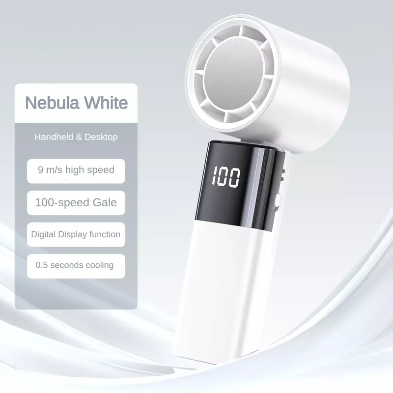 Ventilateur portable à affichage numérique, ventilateur de charge USB réglable, mini turbine à grande vitesse, déterminer 4000mAh, recyclage 100