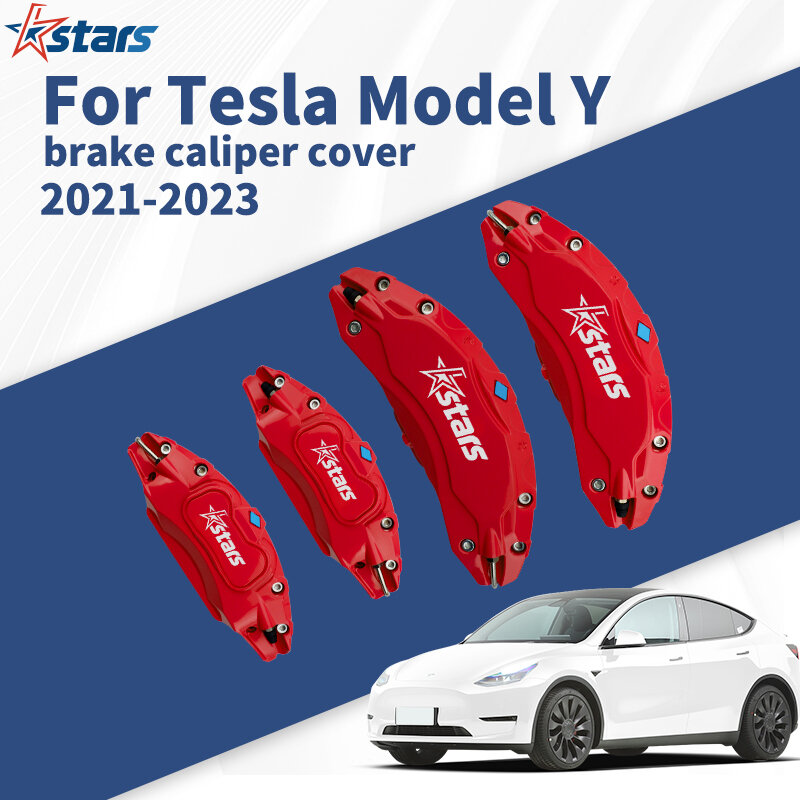 4Pcs Brake Caliper Cover Fit For Tesla model Y 2021-2024 19 20 Inch Wheel Hub Car Modification Decoration Accessories,12 Colors
