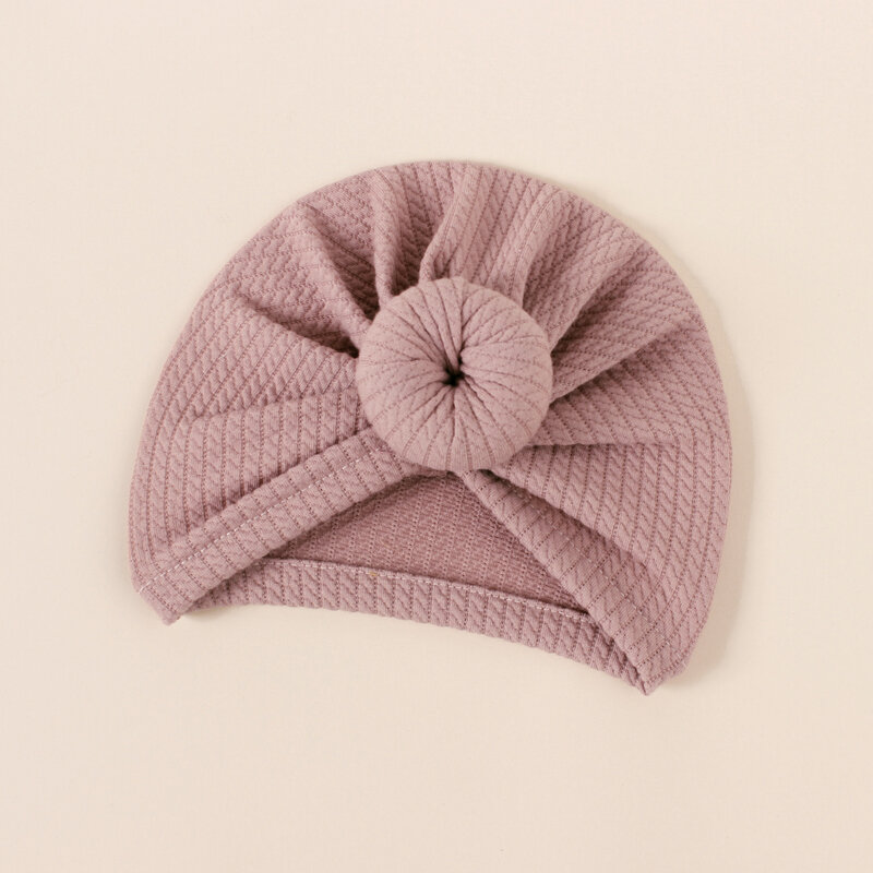 Solid Textured Ribbed Newborn Turban Baby Girl For Babies Soft Cotton Knot Dnout Infant Beanie Baby Headbands Hair Accessories