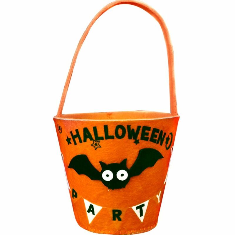 Happy Halloween Day Halloween Candy Bag With Handle Large Capacity Pumpkin Handbag Trick Or Treat Gift Basket