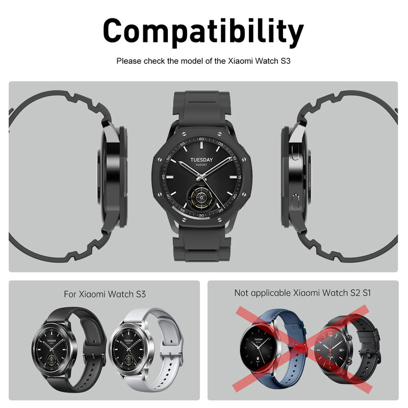 Coque PC pour Xiaomi Mi Watch S3, cadre de protection, lunette de remplacement, protecteurs d'écran, boîtier pour Xiao mi S3 Smart Watch