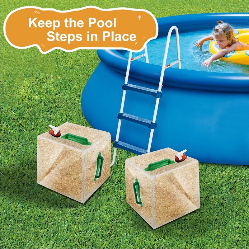 Bolsas de arena plegables para escalera de piscina, sacos de arena sobre el suelo de 20l para piscina, impermeables, 2 piezas