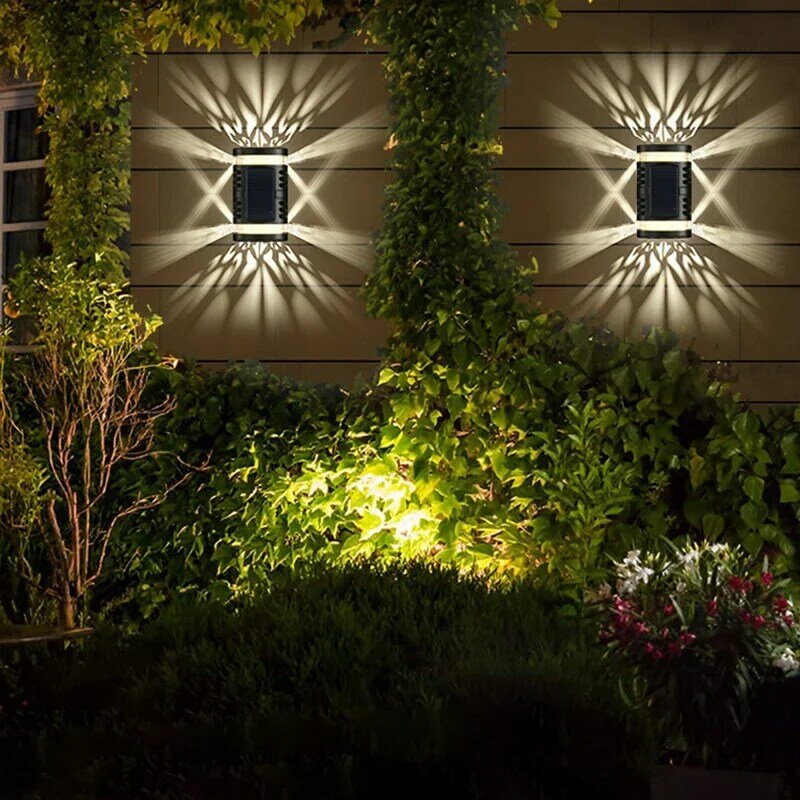 태양광 LED 야외 벽 램프, 대형 방수 정원 장식 조명, 발코니 안뜰 조경 거리 정원 벽 조명