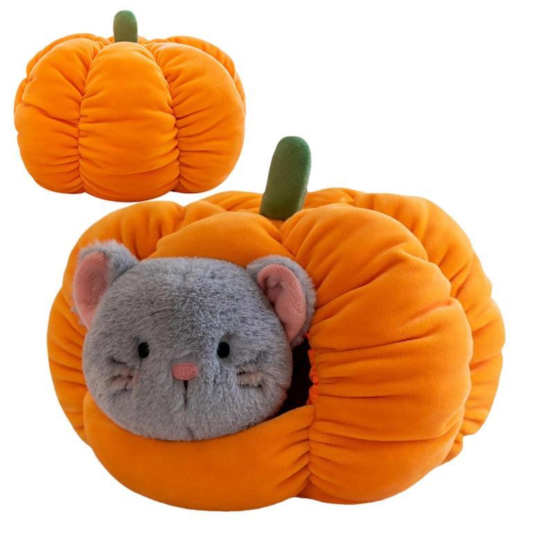 Cat Kennel Comfortable Sleeping House Pumpkin Nest Plush Toy Simulation Plushies Cat Dog Doll In The Pumpkin Cushion Kids Gifts