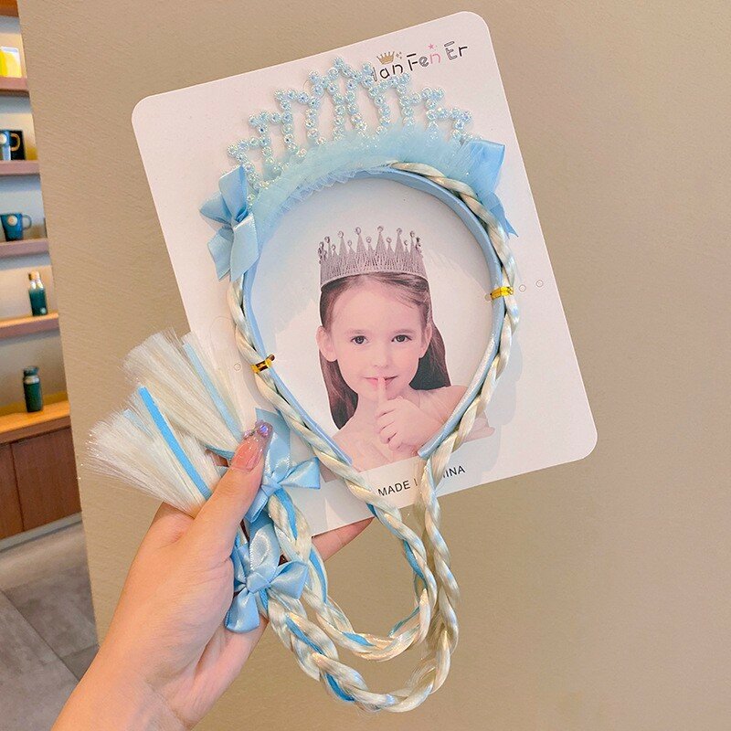 Hair Unicorn Braided Crown Tiara Kids Dressup Headband Princess Halloween Costume Accessories Birthday Gift for Girls