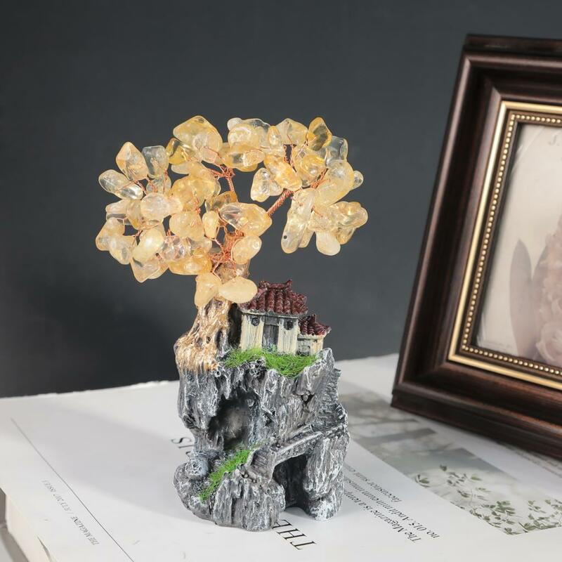 Mini Harz Haus natürlichen Kristalls tein Baum Mikro landschaft für Home Decoration Desktop-Ornamente
