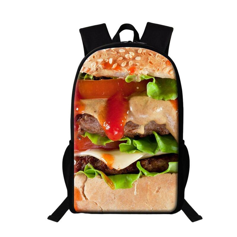Sac à dos imprimé hamburger pour enfants, sac à dos multifonctionnel pour adolescents, garçons, filles, école maternelle, cola, pizza
