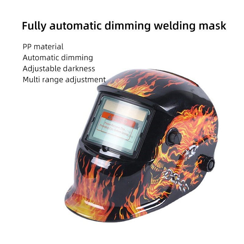 1 buah masker las otomatis tenaga surya, helm las dengan pelindung tahan suhu tinggi, topi masker las